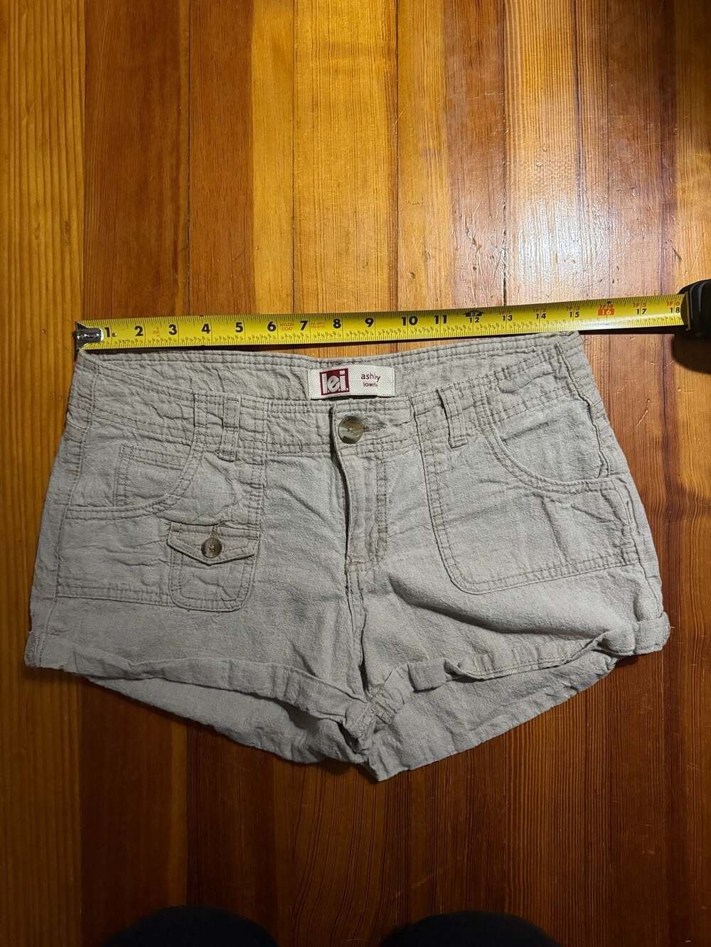 lei Ashley Low Rise Linen Blend Cuffed Shorts Size 9